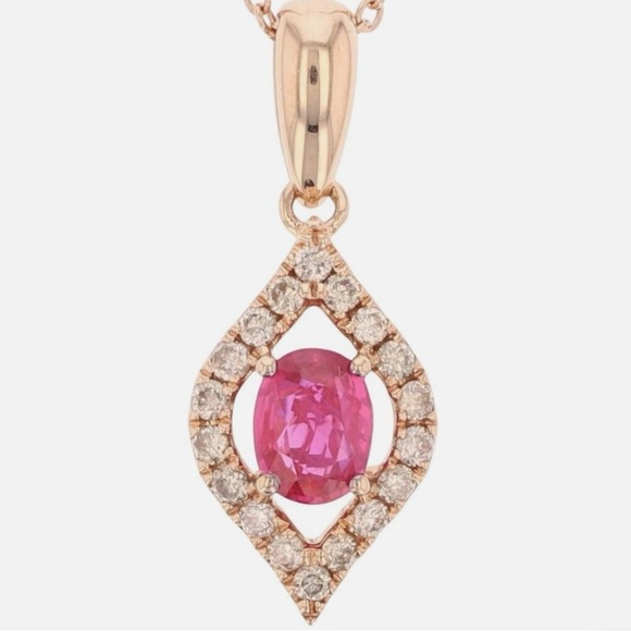 Le Vian .56ctw Pink Sapphire and Diamond Pendant 18.25" Necklace 14k Rose Gold - Picture 8 of 11